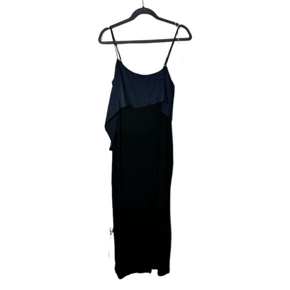 Elizabeth & James SZ M Tulsa Sleeveless Asymmetric Ruffle Dress, Black/Navy - Picture 2 of 4